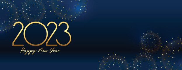 2023 new year grand celebration banner with firework bursting