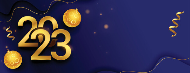 2023 new year festival banner with christmas bauble