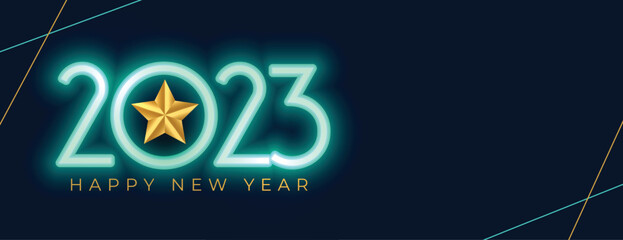 new year eve holiday banner with 2203 text in neon effect