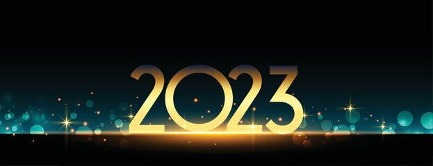new year eve 2023 banner with bokeh and light effect