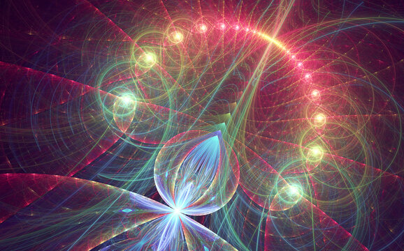 Fototapeta Abstract fractal patterns and shapes. Dynamic flowing natural forms. Flowers and spirals. Mysterious psychedelic relaxation pattern.