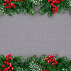 Obraz na płótnie Canvas Christmas pine leaves with snow decoration border isolate. Use for Merry Christmas and New Year holiday background graphic.png