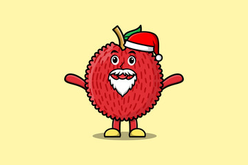 Cute Cartoon mascot character Lychee santa claus character christmas illustration