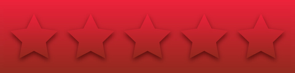 Star red icon on red background. Customer feedback concept. Vector 5 stars rating review. Quality shape design. Vector yellow isolated five stars.