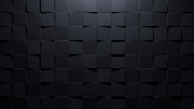 Black Square Tiled Background (3D Illustration)