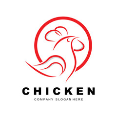 Chicken Logo, Farm Animal Vector, Design For Chicken Farm, Fried Chicken Restaurant, Cafe