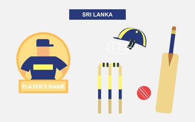 Vector Illustration of Batsman ready to play. all set with all equipment's for Cricket Championship Concept. Sri Lanka.