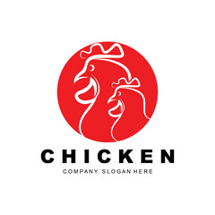Fototapeta premium Chicken Logo, Farm Animal Vector, Design For Chicken Farm, Fried Chicken Restaurant, Cafe