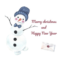 Merry christmas and happy new year greeting card 