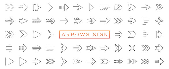 Set arrow icons. Collection different arrows sign. Set different cursor arrow direction symbols in flat style. Black arrows icons