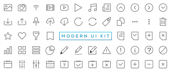 Modern UI Kit - Shopping and ecommerce icons set. Set of shopping bag, buy cart, delivery, payment, contact us, map location, user, arrows, online assistant and other ui elements and icons