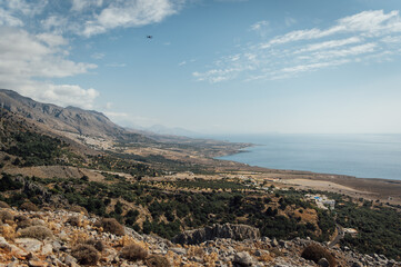 Epic view of the south coast of Crete, Greece. Mediterranean Sea