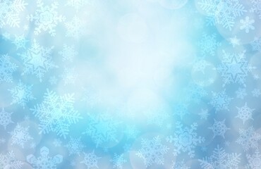 ブルーに光輝く雪の結晶の水彩画イラスト背景