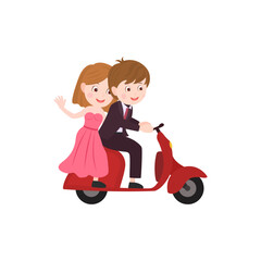 	
Cute Couple riding a motorcycle vector isolated on white background. Couple illustration.