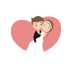 Wedding Couple Character - The Wedding Dance. vector isolated on white background.