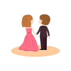 Fototapeta premium Couple walking in the park holding hands - Love concept. Couple illustration.