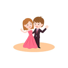 The couple has a dance vector isolated on white background. Romantic Couple illustration. 