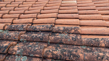 tiles roof before and after water clean washing with high pressure professional cleaning