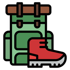 hiking backpack boots hobby icon