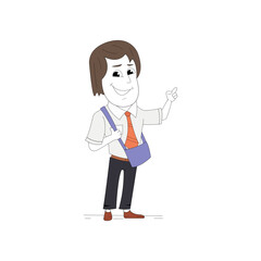 Corporate man character with bag. Business man character with bags vector isolated on a white background.