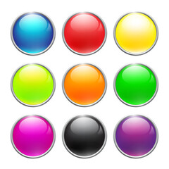 Multi-colored buttons are in 1 set. Vector stock.