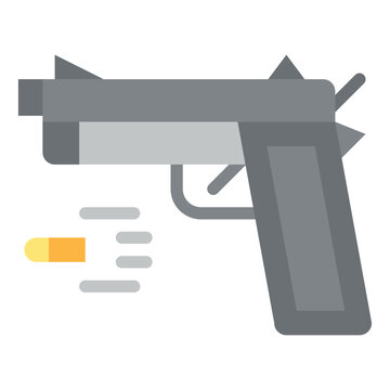 gray pistol firing bullet flat design clip art preview