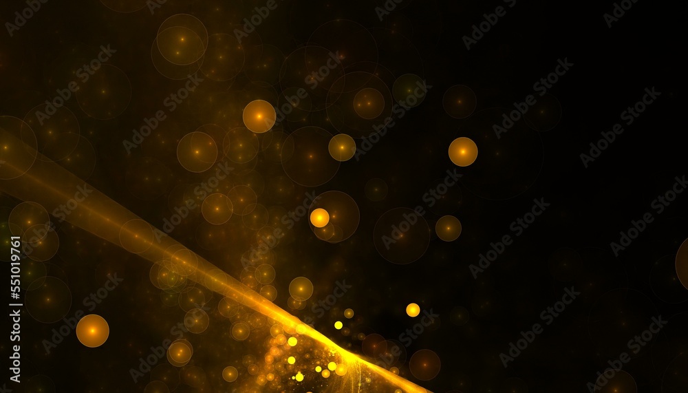 Poster golden bokeh background with bursting particles