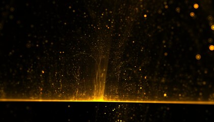 golden glitter particle bursting with beam of light