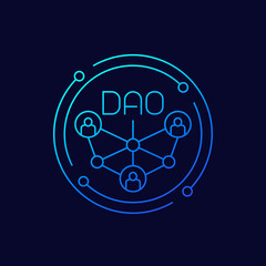DAO community icon, linear design - obrazy, fototapety, plakaty