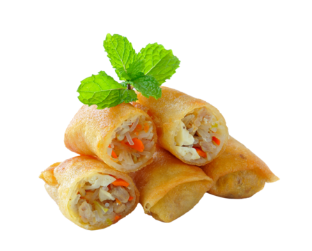 Fried Chinese Traditional Spring rolls food isolated on transparent png