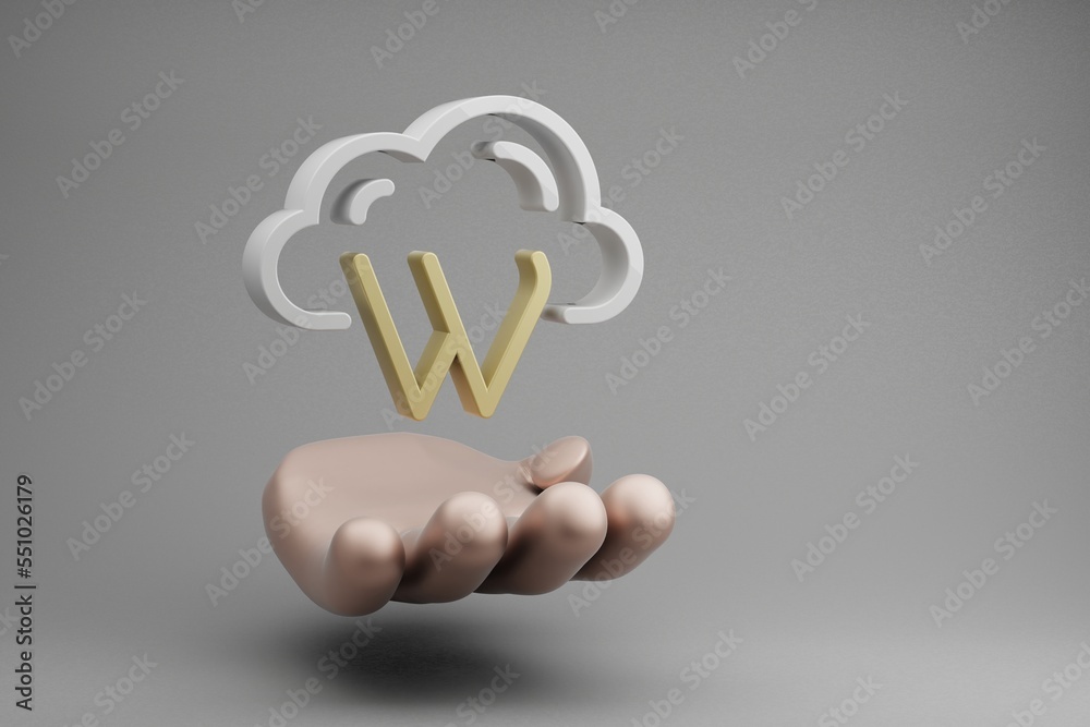 Aufkleber beautiful abstract illustrations golden hand holding cloud database w symbol icon on a gray backgrou