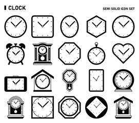 Clock and time icon set. Semi solid icon set.