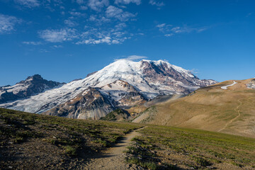 Landscape of Mount Rainier and Trail