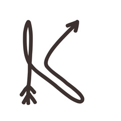 Arrow direction alphabet K Uppercase letters
