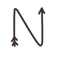 Arrow direction alphabet N Uppercase letters