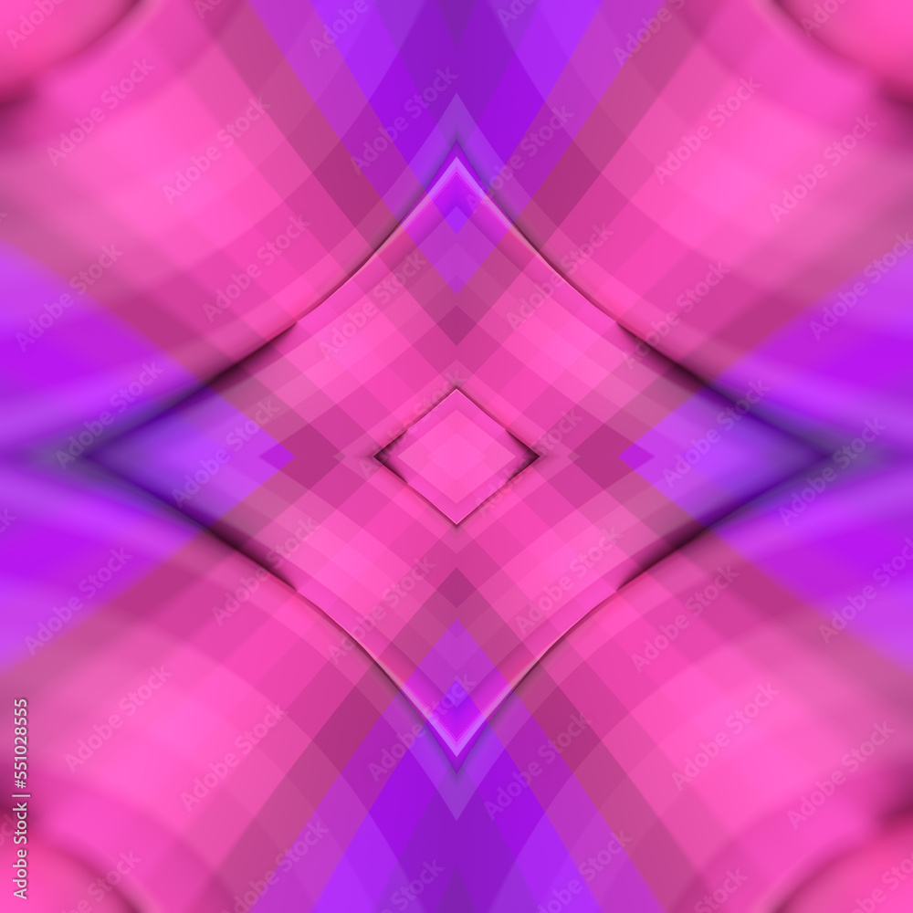 Leinwandbilder Kaleidoscopic abstract wavy background of twisted neon colored geometric shapes. 3d rendering digital illustration
