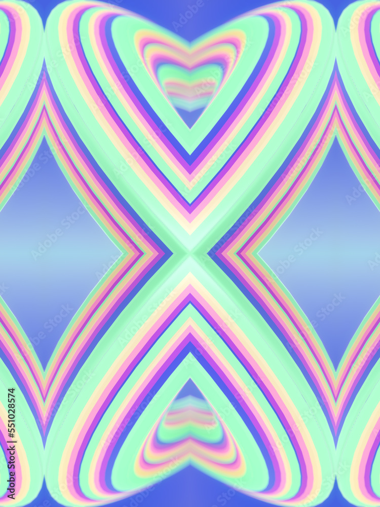 Poster neon colored shapes with iridescent stripes. abstract background. 3d rendering digital illustration