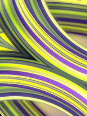 Abstract background of twisted geometric shapes with colorful stripes. 3d rendering digital illustration