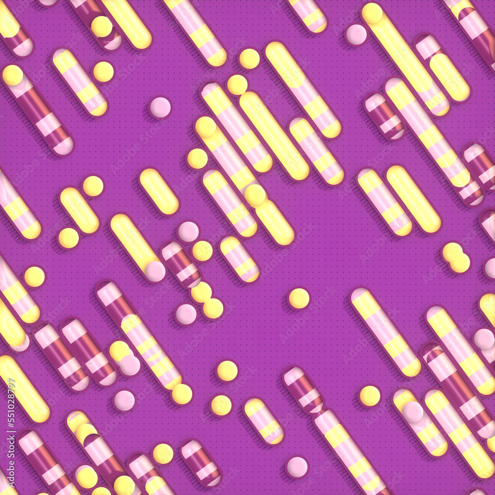 Fototapete Diagonal three dimensional lines and dots with a trendy gradient. 3d rendering background design digital illustration