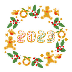 Vector Merry Christmas New Year 2023 Gingerbread