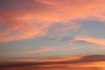 Colorful cloudy twilight beautiful sky cityscape sunset and morning sunrise. Dramatic evening night early morning view. Panoramic nature background concept. Copy space for text. World environment day