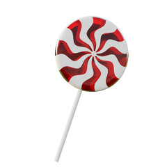 One Swirl Candy Christmas. Red Color. 3D Rendering.
