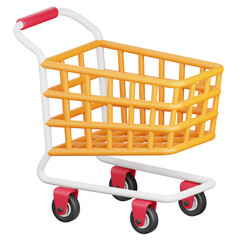 3D Render Shopping Cart Icon, illustration isolated on white background, suitable for website, mobile app, print, presentation, infographic, and other projects.