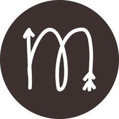 Arrow direction alphabet flat m Lowercase letters