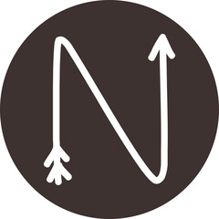Arrow direction alphabet flat N Uppercase letters