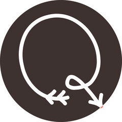 Arrow direction alphabet flat Q Uppercase letters