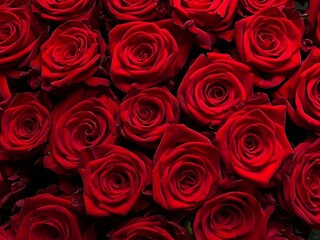 Close-up of a bouquet of red roses.