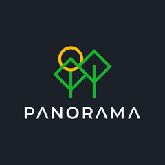  logo simple trees mountain and sun