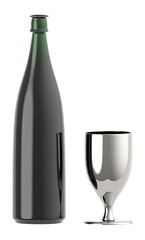 3d bottle and a glass