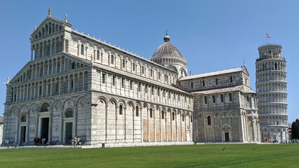 Fototapeta na wymiar The Pisa Cathedral and the leaning Tower of Pisa. 2020